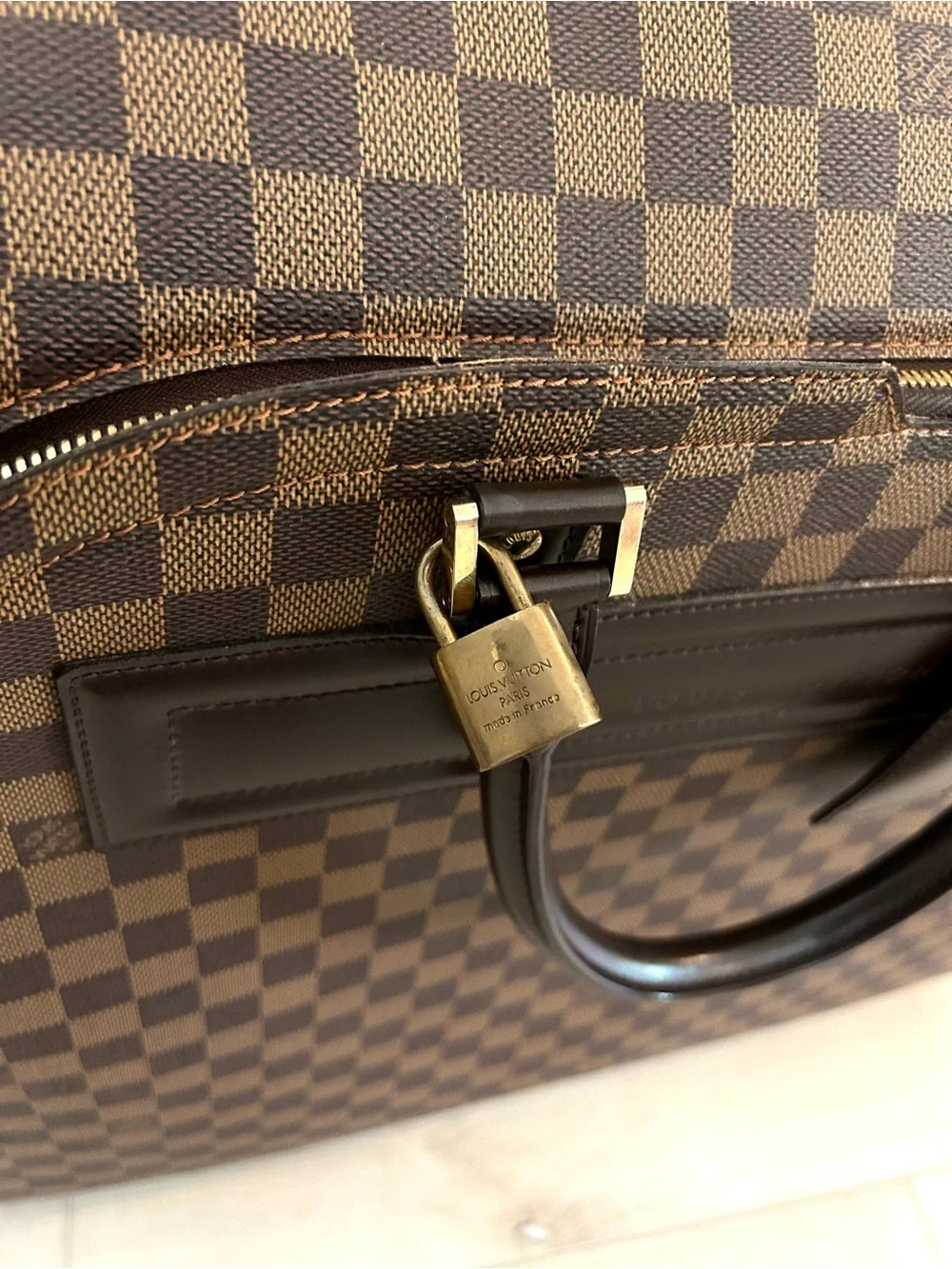 Authentic Louis Vuitton Brown Checkered Damier Canvas Travel Briefcase